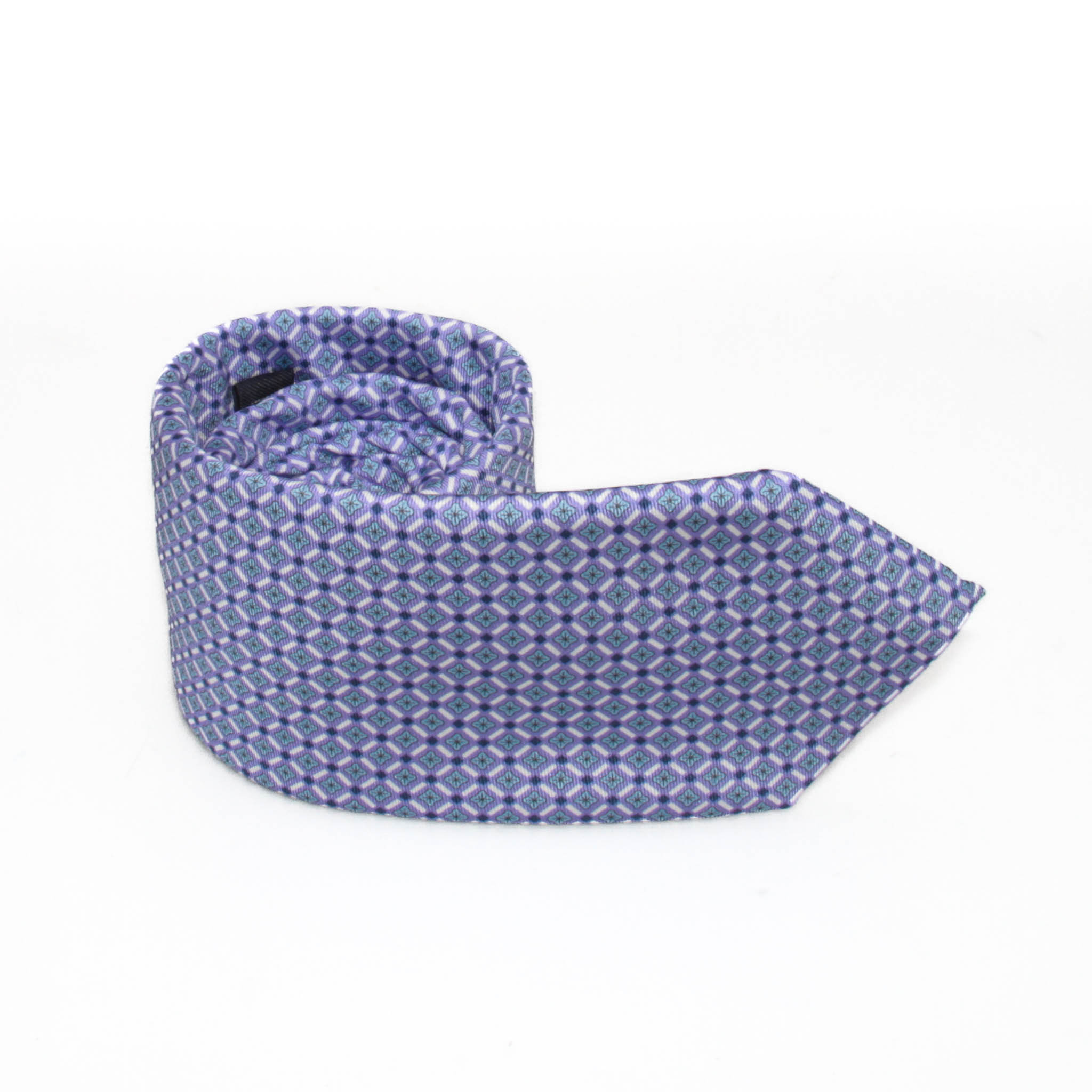 Cravate en soie : Base Violette à motifs bleus
