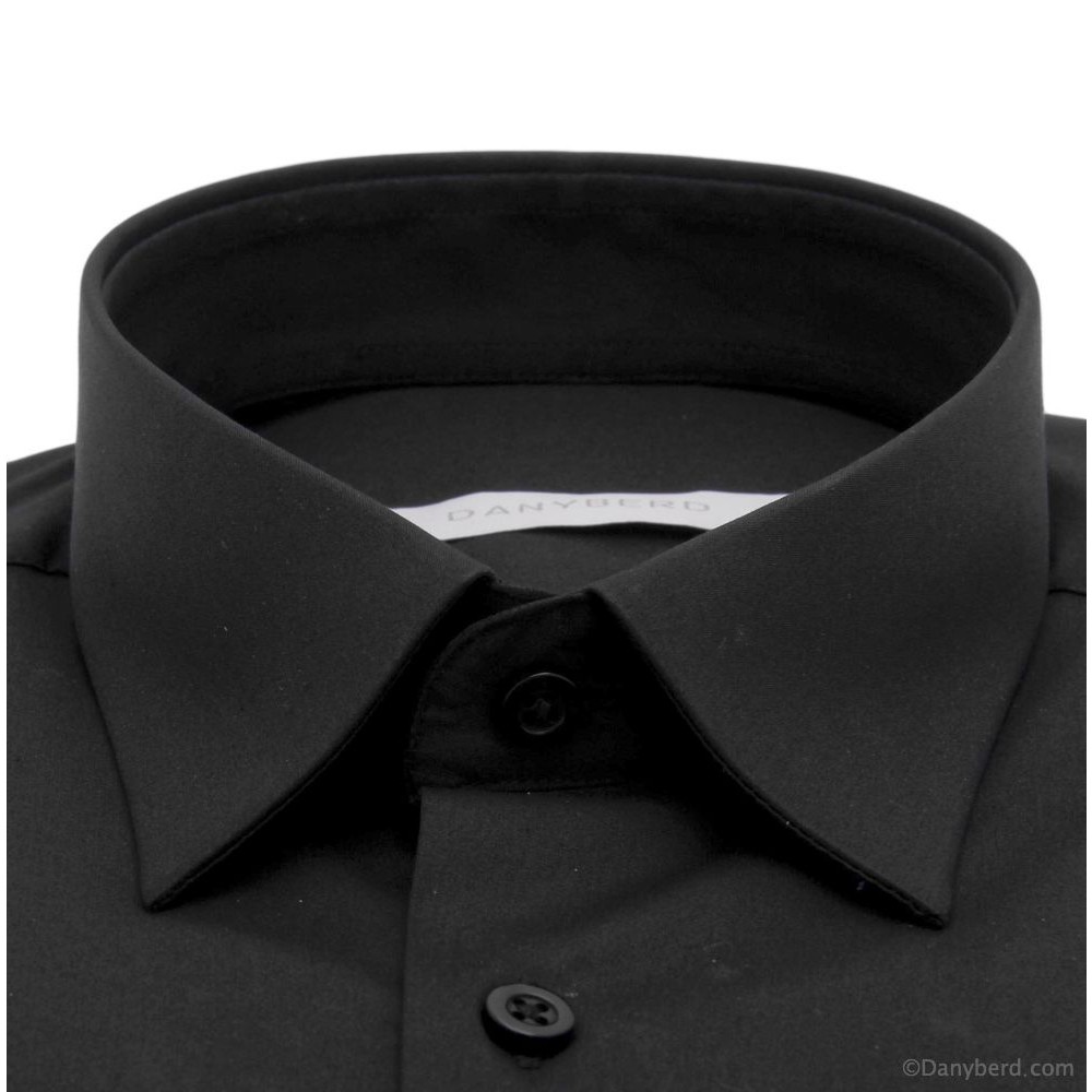 hemise Roomy : Noire - Slim-Cut - Petit col français (Shirts)