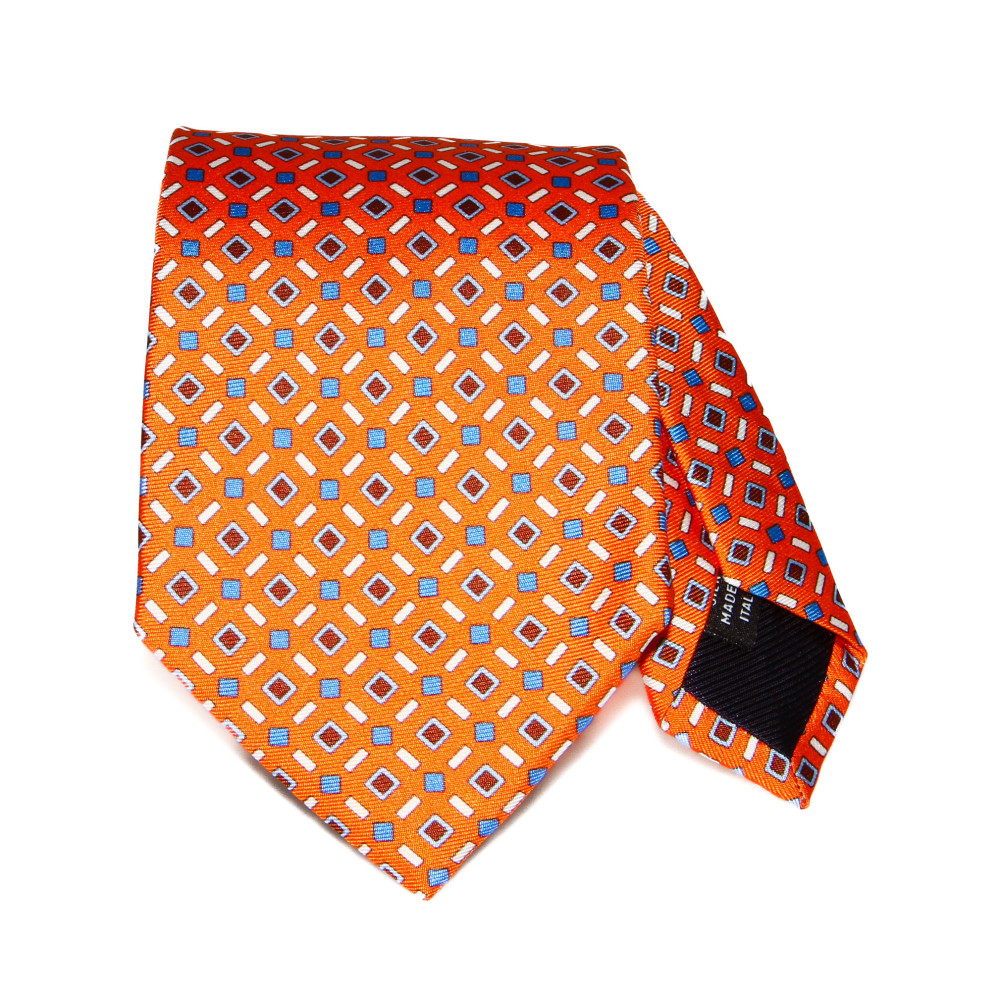 Cravate 2023 100% Soie orange à motifs