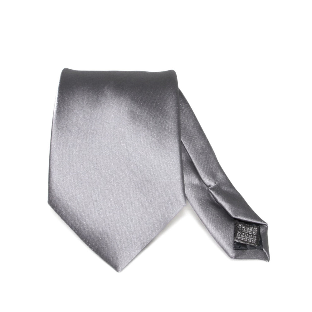 Cravate large gris argent