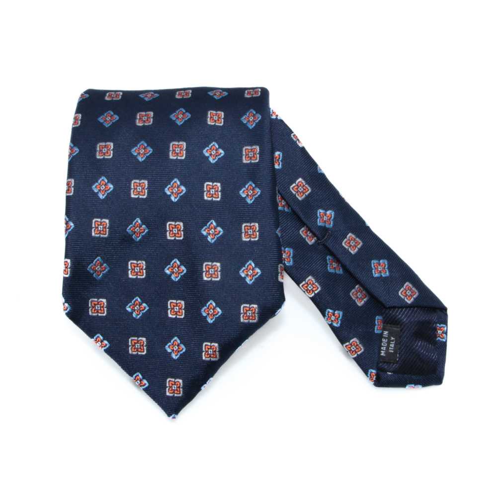 Cravate Soie Marine à motifs fleuris 
