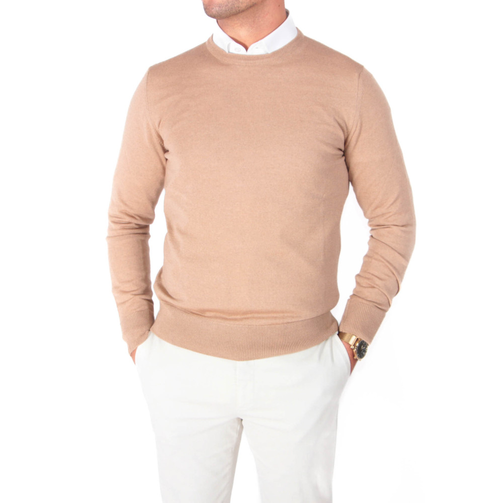 Pull Camel col rond Pure laine Tollegno