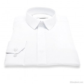 Chemise Confort : Blanc - Micro col cache-boutons