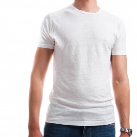 Tee-Shirt en Lin Lavé : Blanc - Manches courtes