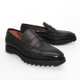 Mocassins New College Noirs Patine Cuir semelle gomme